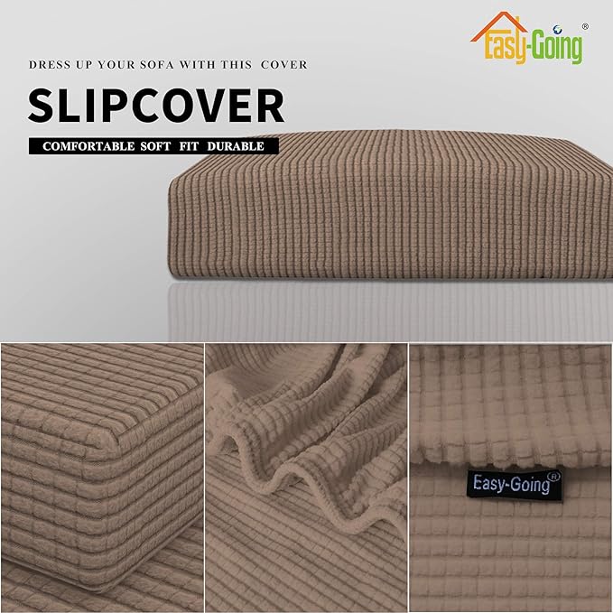 Easy-Going Stretch Cushion Cover Sofa Cushion Furniture Protector Sofa Seat Sofa slipcover Sofa Cover Soft Flexibility with Elastic Bottom(Sofa Cushion, Camel)