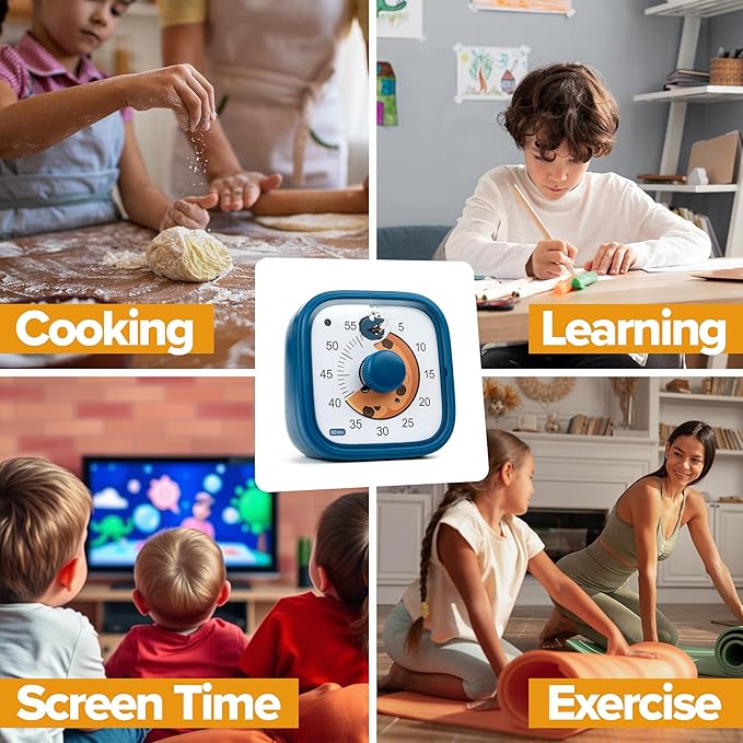 Visual Timer for Kids – Cookie Monster Clock - Silent Time Management – 60 Minute Countdown – Focus and Productivity Tool – for Classroom, Toddlers, Study, Toothbrush – Fun Design – Adjustable Alarms