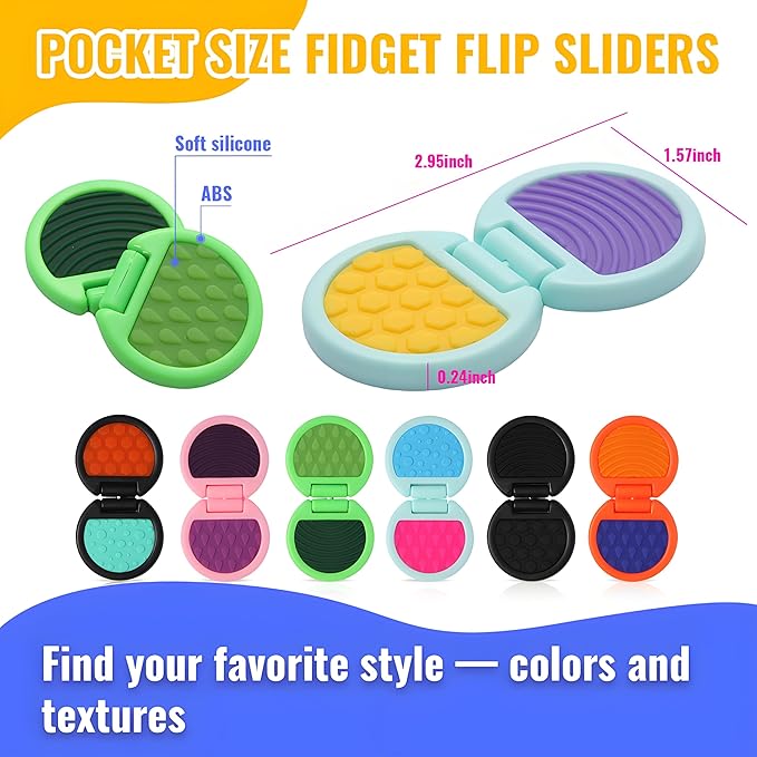 Fidget Toys Adults, Sensory Toys for Kids with Autism, Anxiety Relief Items for ADHD Stress Relief, Fun Fidgets for Teens Textured & Flip Slider - Treasure Box Toys for Classroom (3pcs)