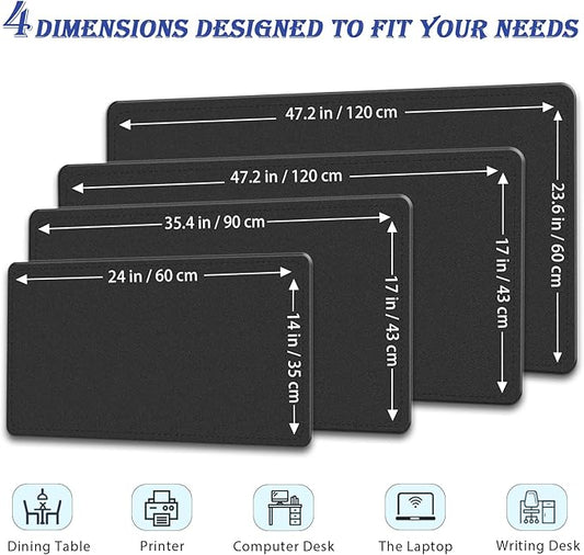 47.2" x 23.6" Large Desk Pad Mat - Non-Slip PU Leather Desk Mat, Large Mouse Pad, Computer Mat for Keyboard Mouse, Waterproof Desk Writing Mat, Desk Blotter Mat for Work (Black)