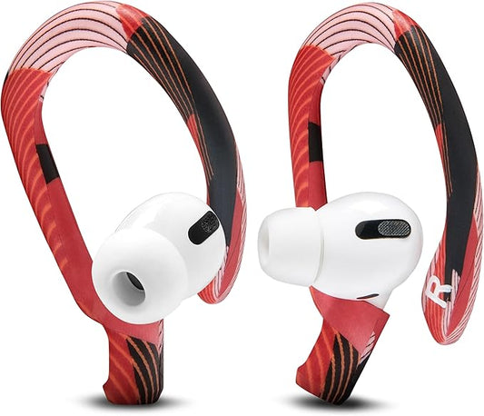 WC HookZ - Patented Upgraded Over Ear Hooks for AirPods Pro 1, 2 & AirPods 1, 2 & 3- Two Size Pairs Included in Package, Unique Left & Right Hook, Made by Wicked Cushions | Red Prism