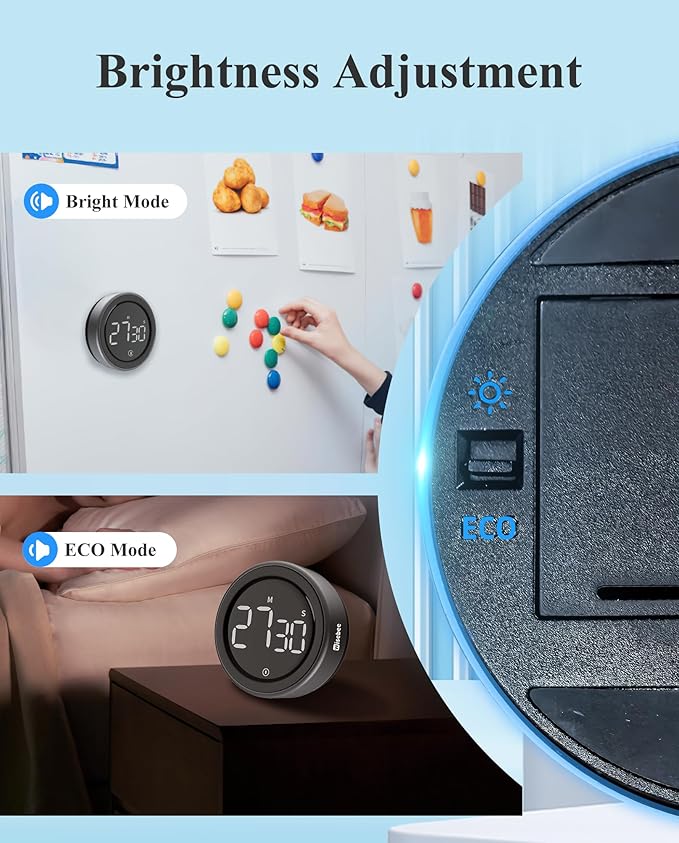 Wisebee Digital Kitchen Timer, Visual| Countdown| Count Up| Loud Alarm| Magnetic| Productivity for Cooking, Food, Baking, Classroom, Fitness, Studying, Teaching (No Batteries Included)