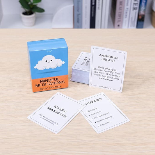 100 Mindful Meditations Cards – Mindfulness & Meditation Self‑Care Prompts | Desk & Travel Deck for Stress Relief, Focus, Motivation & Well‑Being
