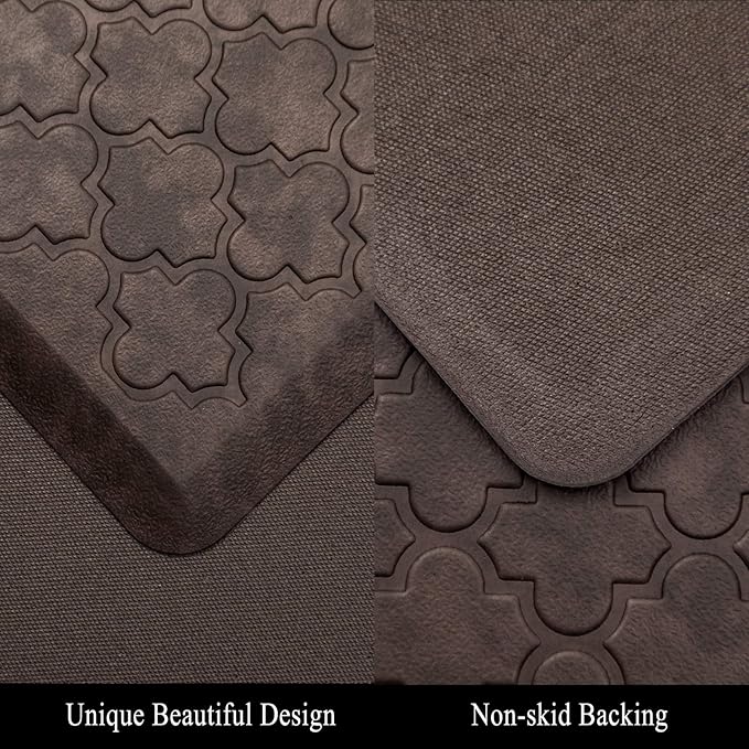 HEBE Oversized Kitchen Mat Cushioned Anti Fatigue Comfort Floor Mat 20"x60" Waterproof Non Slip Kitchen Rug Runner Laundry Room Rug Floor Carpet Heavy Duty Comfort Standing Mat Pads,Brown