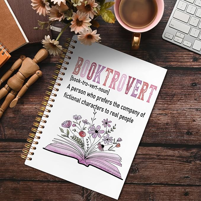 Booktrovert Definition Reading Spiral Notebook 5.5x8.3, Book Lovers Gifts, Gifts for Bookish Readers Lovers Women, Book Floral Journal Notebooks for Note Taking