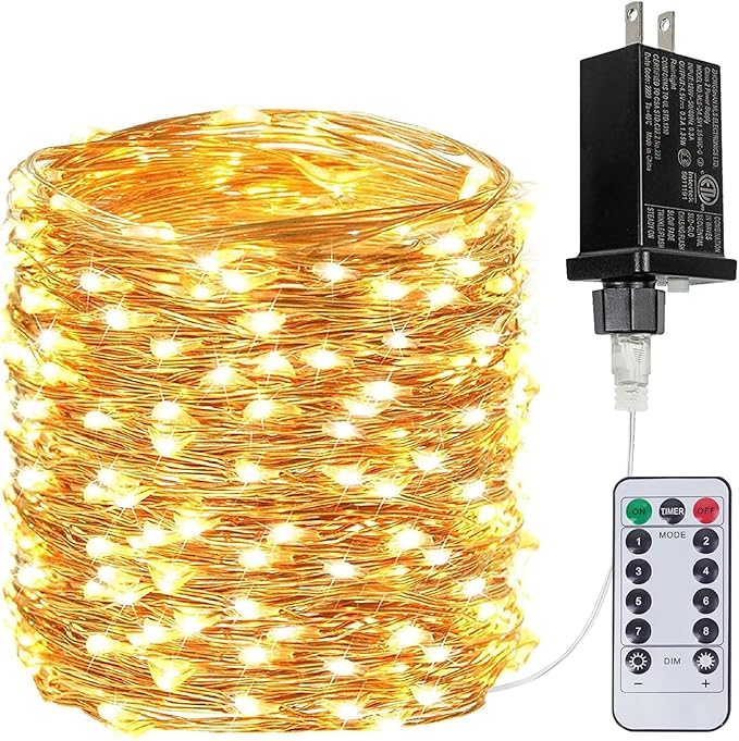 Extra Long 99Ft 300 LED Fairy Lights Plug in with Remote, Waterproof String Lights Outdoor & Indoor 8 modes with Timer, Twinkle Light for Girl's Room Garden Birthday Christmas Decorations (Warm White)