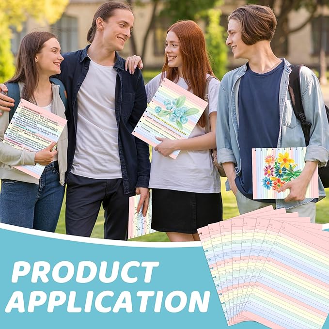 Letter Size Discbound Refill Paper 8.5'' X 11'' 200 Sheets 400 Pages Colored Discbound Planner Inserts 100GSM Lined Paper Refill Wide ruled for 11 Disc Notebooks Note-Taking