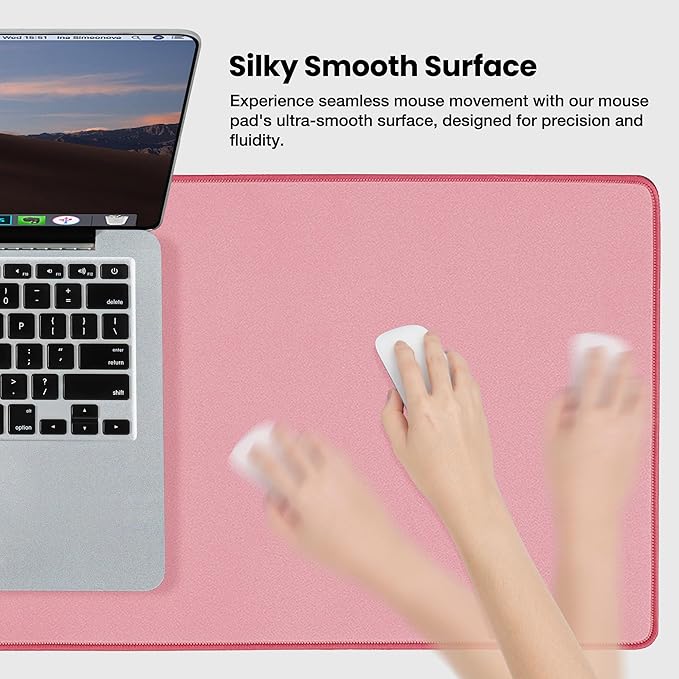 ALOANES Waterproof Mouse Pad with Durable Stitched Edge, Large Gaming Keyboard Pad, Non-Slip Rubber Base Mouse Mat, Extended Desk pad for Gamer, Office & Home, Dark Rose Mousepad 27.6''x11.8''x0.12''