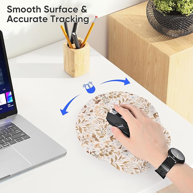 RICHEN Ergonomic Mouse Pad with Wrist Support,Non-Slip Rubber Base for Computer Laptop & Mac,Lightweight Rest for Home,Office & Travel (Sicilian Flowers)