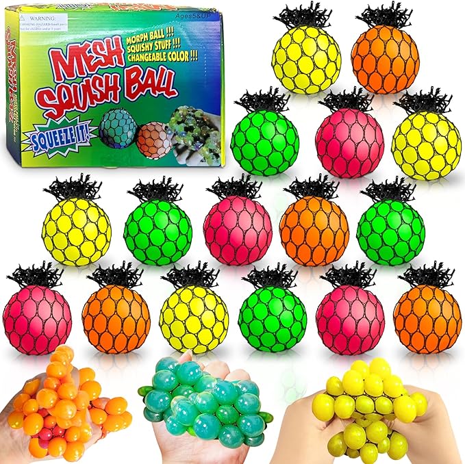 24 Pack Stress Balls Set Fidget Toys, Squishy Squeeze Balls Bulk Halloween Party Favors for Kids Adults Classroom Prize,Birthday Gift, Goodie Bag Stuffers Hand Exercise Balls