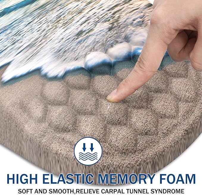 Ergonomic Mouse Pad Wrist Support, with Memory Foam & Non-Slip PU Base, Comfortable Massage Design Mouse Pad Relieve Wrist Fatigue&Pain, Suitable for Computer, Office and Home(04Sunrise Beach)