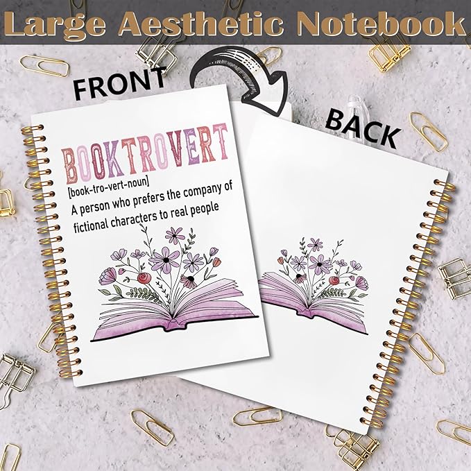 Booktrovert Definition Reading Spiral Notebook 5.5x8.3, Book Lovers Gifts, Gifts for Bookish Readers Lovers Women, Book Floral Journal Notebooks for Note Taking