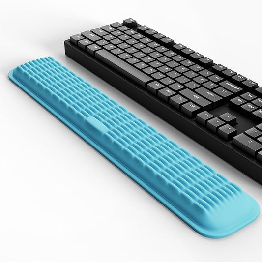 MEKASS Keyboard Wrist Rest, Soft Memory Foam Wrist Support for Keyboard, Arm Rest for Desk Wrist Pain Relief, Wrist Pad for Long Hours of Work, Gaming, Studying (Light Blue)