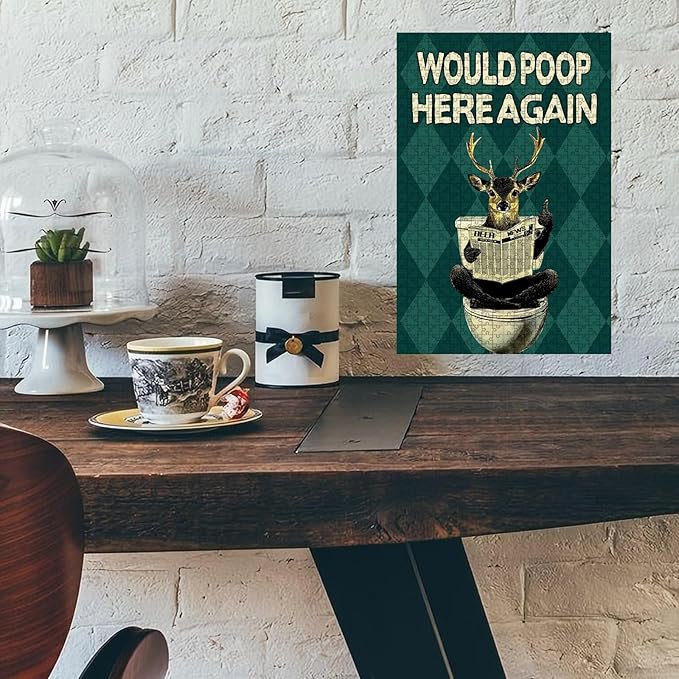 500 Piece Wooden Deer Puzzle Would Poop Here Again Adult Challenge for Focus & Stress Relief 20.4x15 Inch