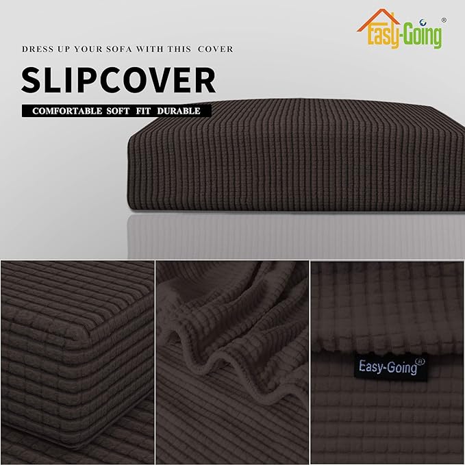 Easy-Going Stretch Cushion CoverSofa Cushion Furniture Protector Sofa Seat Sofa slipcover Sofa Cover Soft Flexibility with Elastic Bottom(X Large,Chocolate)