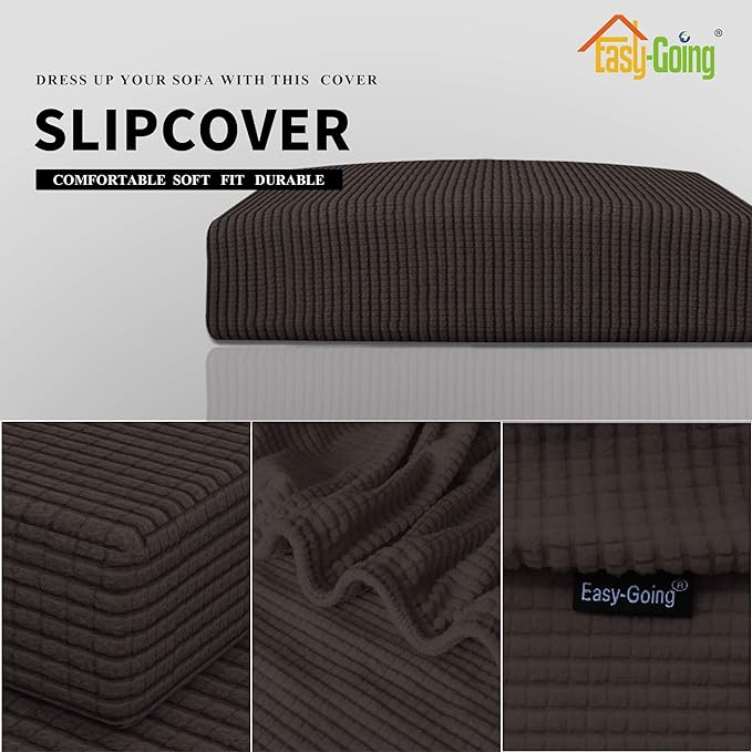 Easy-Going Stretch Cushion Cover Sofa Cushion Furniture Protector Sofa Seat Sofa slipcover Sofa Cover Soft Flexibility with Elastic Bottom(Sofa Cushion, Chocolate)
