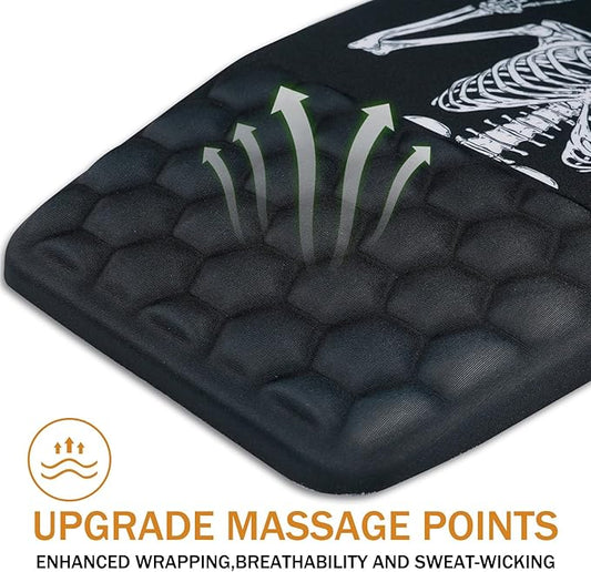 Ergonomic Mouse Pad Wrist Support,Upgrade Mousepad with Massage Design,Non-Slip PU Base Desktop Mouse Pads for Pain Relief, Computer, Office & Home,12 x 8 in（F-Black Human Skeleton）
