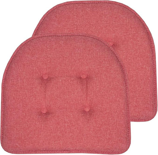 Chair Cushion Memory Foam Pads Tufted Slip Non Skid Rubber Back U-Shaped 17" x 16" Seat Cover, (Pack of 3)