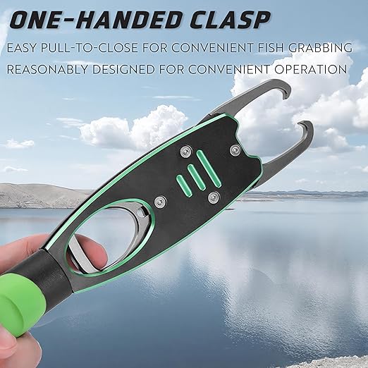 Fish Lip Gripper with Scale, 40LB/18KG Loading Capacity Aluminum Alloy Fish Scale Fish Lip Grabber Fishing Gear and Equipment Fishing Accessories Fishing Gifts for Men (Blue-Black)