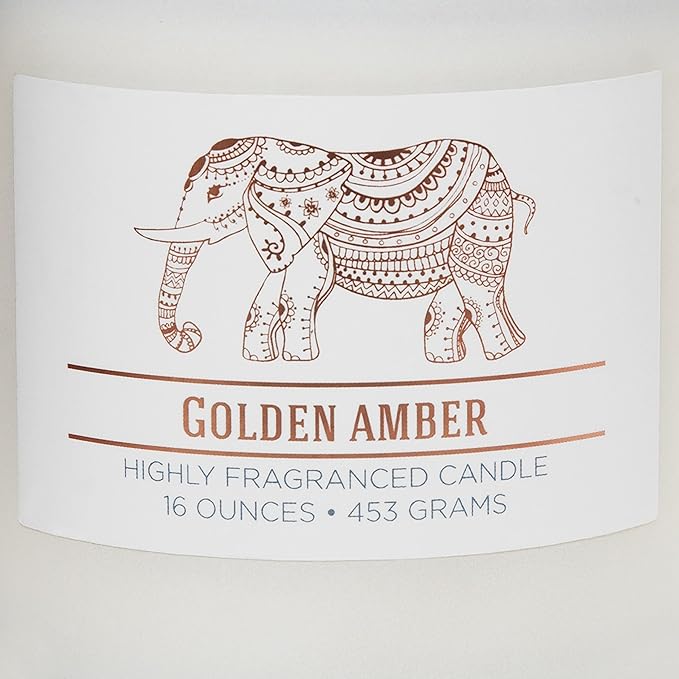 CAROLINA Golden Amber Scented Candle, 16 oz Wellness Relaxing Aromatherapy Candle, 2 Wick White Jar Soy Blend Wax, Candles for Home, 60H Burn - Made in The USA