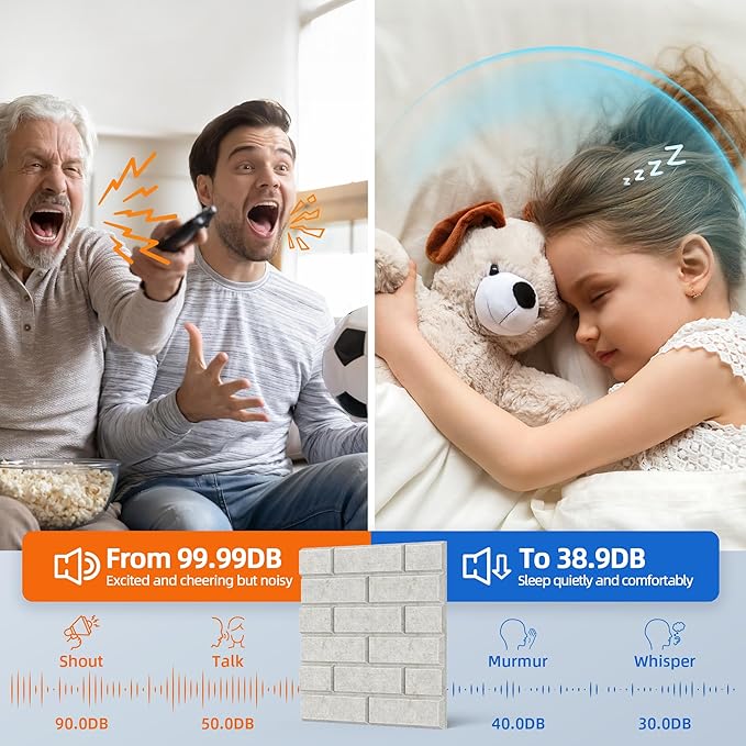 12 Pack Acoustic Panels with Self Adhesive, 12" X 12" X 0.4" High Density Sound Proof Foam Panels for Walls, Soundproof Wall Panels, Brick Sound Absorbing Panels for Home Studio Office Decor Ivory Tan