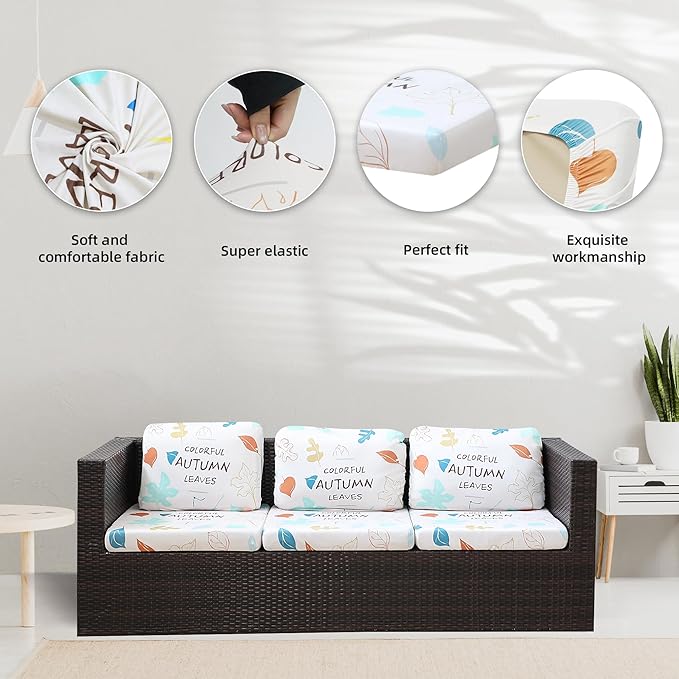 8Pcs Stretch Patio Cushion Covers,for Outdoor Couch Cushion Covers Replacement,Outdoor Sofa Covers Patio Slipcovers Couch Cover,Washable Furniture Cover (Maple, Cover Only)