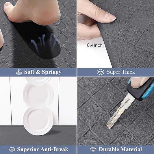 HEBE Anti Fatigue Kitchen Mats for Floor Set of 3 Cushioned Kitchen Rug Sets 3 Piece Non Slip Kitchen Rugs and Mats Waterproof Comfort Standing Mat Runner for Home Office,Sink,Laundry