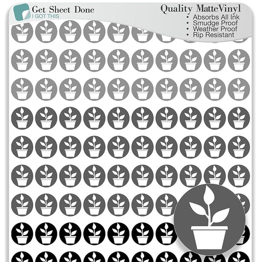 Plant Planner Stickers / 110 Dot Icon Vinyl Stickers (1/3”) / Water Plants Reminder Care Fertilize/Essential Productivity Life Planner Stickers/Bujo Bullet Journaling/ToDo (Storm, 3 Sheets)