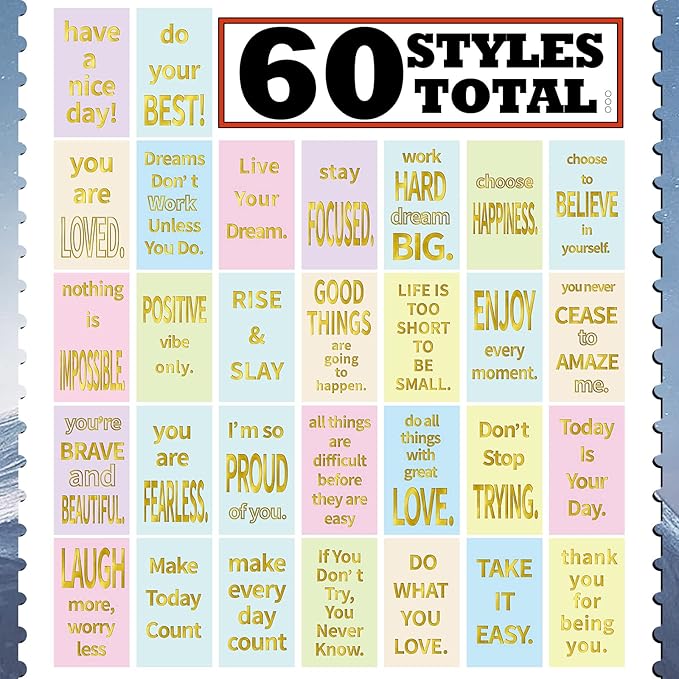 Jinei 300 Inspirational Affirmation Cards Positive Motivational Cards Small Mini Encouragement Quotes for Women Church End of the Year Teacher Gifts(Gilded Style)