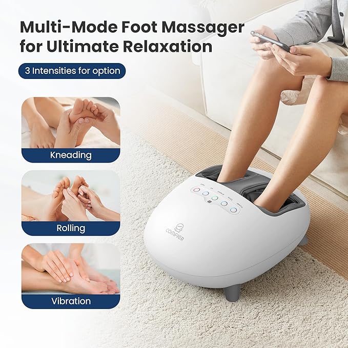 COMFIER Shiatsu Foot Massager with Heat, Kneading and Vibration Heated Foot Feet Massager for Neuropathy Plantar Fasciitis, Ideal Gift for Mom Dad Elder-Home Office Use