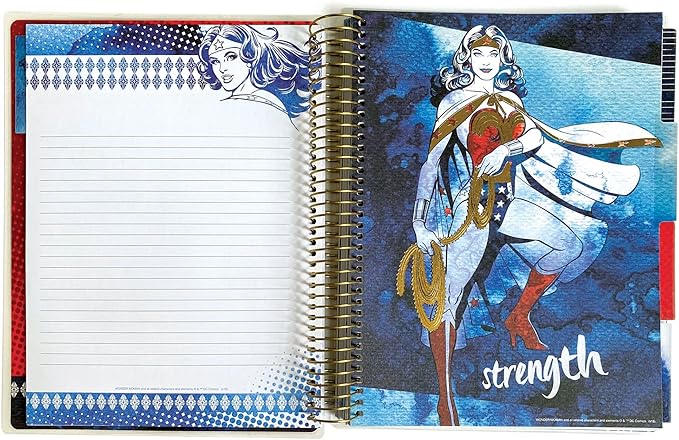 Paper House Productions DC Comics Wonder Woman 12 Month Undated 9.5" Planner with Month and Event Flag Stickers