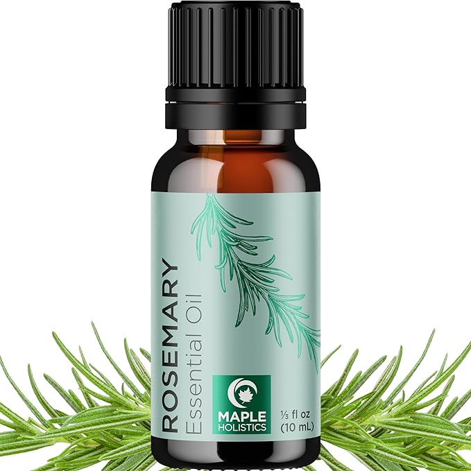 Pure Rosemary Essential Oil for Aromatherapy - Undiluted Rosemary Oil for Hair Skin and Nails - Essential Oil for Diffusers Plus Hair Oil for Enhanced Shine Cleansing and Dry Scalp Treatment