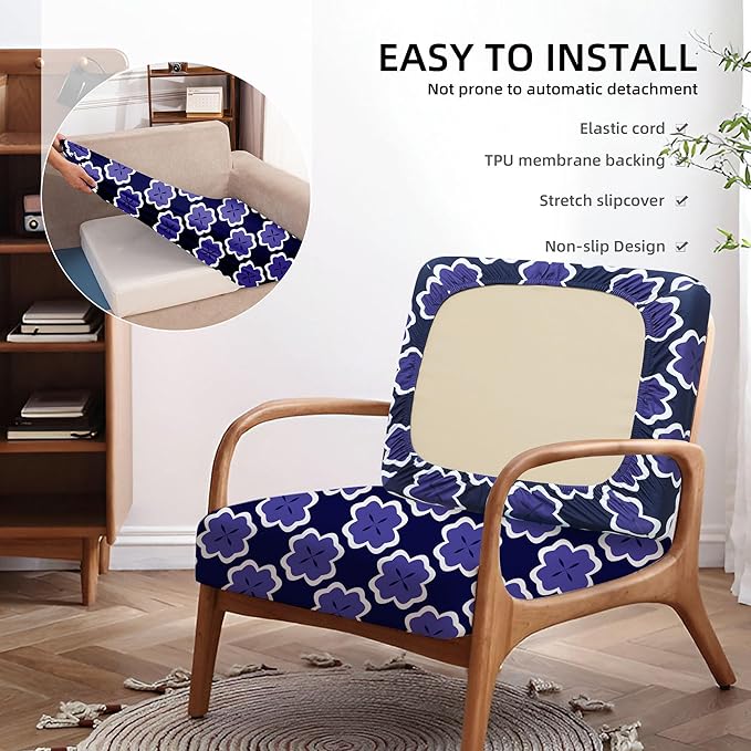 8Pcs Stretch Patio Cushion Covers Waterproof Outdoor Cushion Covers Patio Couch Cover Slipcovers, for Outdoor Furniture Protector Covers Replacement(Cover Only) (Geometry)