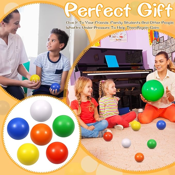 24 Pcs 6 Colors Foam Stress Ball Squeeze Stress Relief Balls for Kids and Adults Hand Exercise Sensory Relief Toys for Anxiety ADHD Autism （6 Colors）
