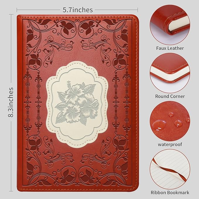 Hibiscus Gift Hibiscus Writing Journal Notebook Hibiscus Flower Gift Hawaiian Flowers A5 Travel Notebook Flower Fan Gift (hibiscus-Brown)