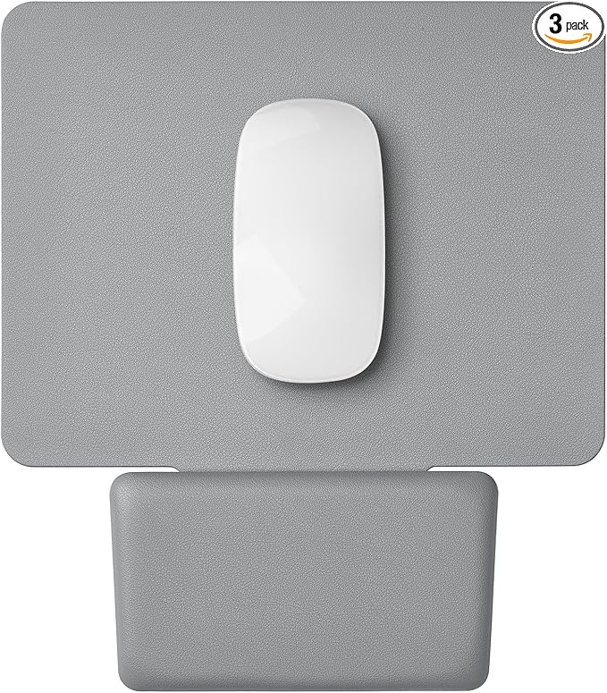 Ergonomic Mouse Pad with Wrist Rest, Leather Comfortable Mousepad, Natural Cork Non-Slip Base Mouse Pads for Desk, Computer, Laptop, Gaming, 11.1 x 9.84 in Home & Office Desk Accessories