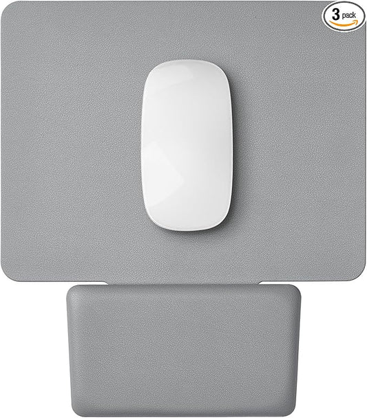 Ergonomic Mouse Pad with Wrist Rest, Leather Comfortable Mousepad, Natural Cork Non-Slip Base Mouse Pads for Desk, Computer, Laptop, Gaming, 11.1 x 9.84 in Home & Office Desk Accessories