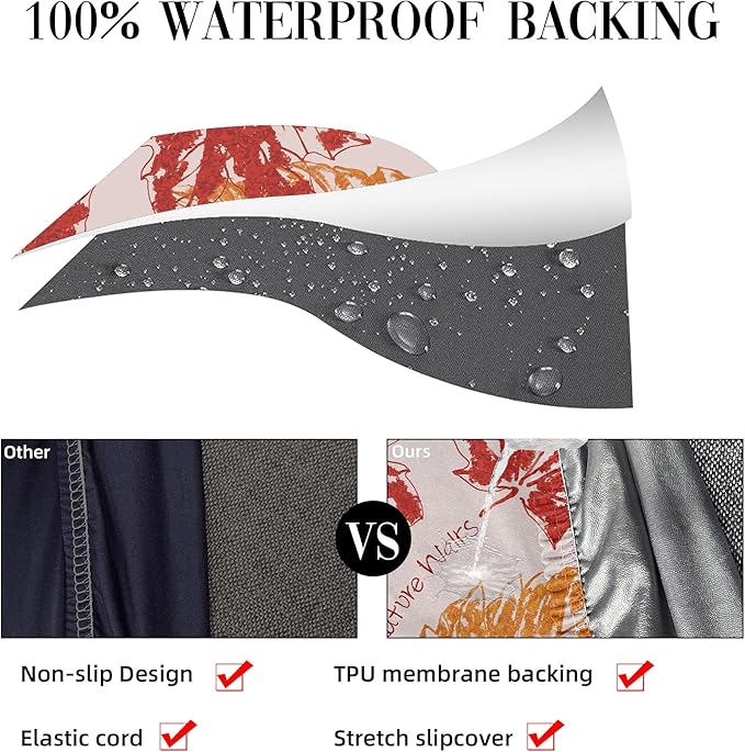 8Pcs Stretch Patio Cushion Covers Outdoor Cushion Cover, Jacquard Stretch Cushion Covers, Cover Replacement, Outdoor Sofa Covers, Washable Furniture Couch Cushion Cover (Red Maple)