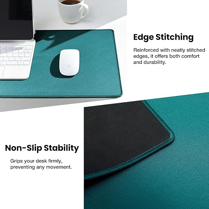 ALOANES Waterproof Mouse Pad, XL Gaming Keyboard Pad with Anti-Slip Base, Grain Jacquard Surface, Extend Desk pad for Gamer, Office & Home, Green Mousepad 31.5''x 11.8''x 0.12''