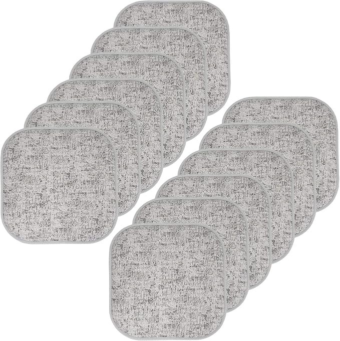 Sweet Home Collection Chair Cushion Memory Foam Pads Honeycomb Pattern Slip Non Skid Rubber Back Rounded Square 16" x 16" Seat Cover, 12 Pack, Broadway Blue/Black