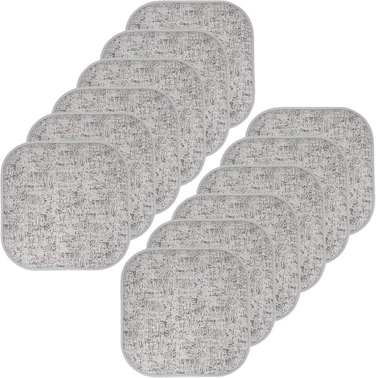 Sweet Home Collection Chair Cushion Memory Foam Pads Honeycomb Pattern Slip Non Skid Rubber Back Rounded Square 16" x 16" Seat Cover, 12 Pack, Broadway Blue/Black