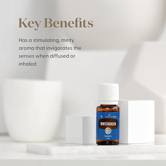 Young Living - Wintergreen Essential Oil 15 ml | Soothing Massage to Cool Fatigued Muscles | Cooling Sensation | Minty Aroma When Diffused or Inhaled | Child-Friendly Scent