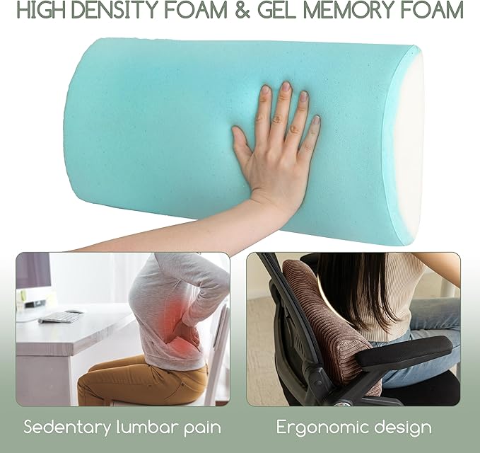 HIGOGOGO Lumbar Support Pillow for Recliner Chair/Accent Chair/Couch, Memory Foam Back Support Cushion for Elderly, Recliner Cushions for Back Rest, Pain Relief, Reading, Washable Cover, Brown