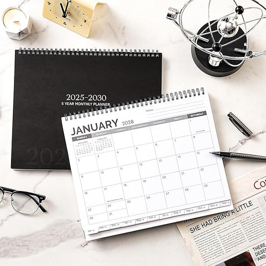 2025-2030 Monthly Planner/Calendar, JUL 2025 - JUN 2030, 5 Year Planner, 2025-2026 Calendarwith Tabs, Double-Side Pocket, 2025-2026 Monthly planner 2025-2030 for Daily Organizing - Black（7.9" x 8.6"）