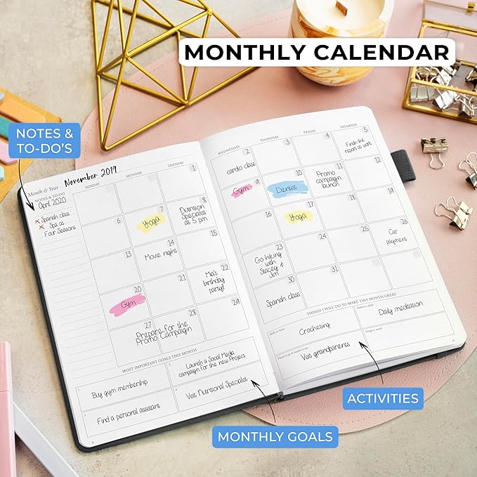 Legend Planner Daily for 3 Months – Undated Monthly Weekly & Daily Planner to Hit Goals. Organizer & Productivity Journal, A5 (Black)