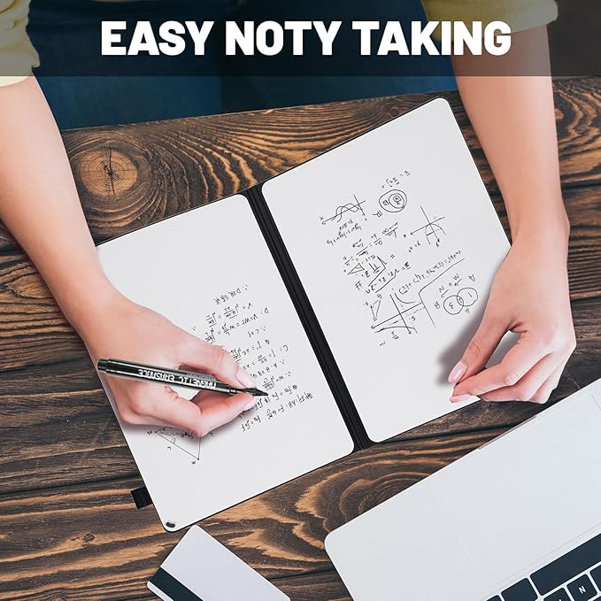 Small Portable White Board Dry Erase Notebook, 9" x 12" Double Sided Folding Whiteboards with 3 Pens, A4 Reusable Notebook with Storage Mesh Bag for Study, Meeting, Draft, Notes, Doodling