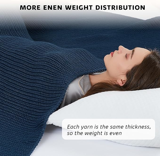 L'AGRATY Knitted Weighted Blanket - 48"x72" 12lbs Cooling Chunky Knit Heavy Blanket for Adults Braided Crochet Throw Thick Cable Yarn Knit Decorative Blanket No Beads Evenly Weighted Machine Washable