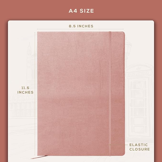 BEECHMORE BOOKS Blank Sheet Music Notebook – A4 8.5x11.5 for Songwriters, Musicians & Composers, 156 Thick 120gsm Pages, 10-Staff Perforated Sheets, Vegan Leather Hardcover, Elastic Closure, Gift Box