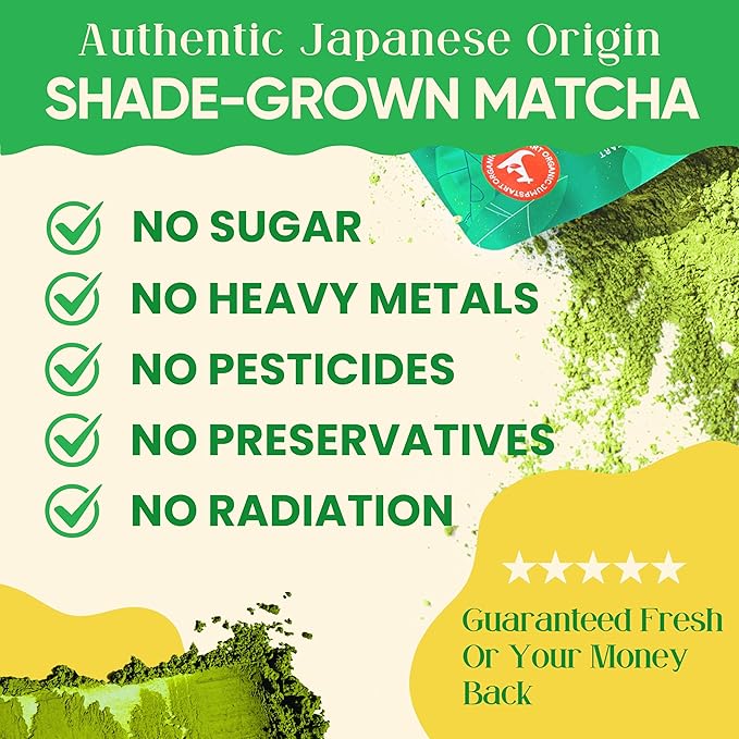 Japanese Ceremonial Grade Matcha 50g (25 Servings, 70mg Caffeine) | Green Tea Powder, Coffee Replacement for Energy, Calm Focus & No Jitters or Crash | Perfect for Lattes, Smoothies, Detox | Miaroo