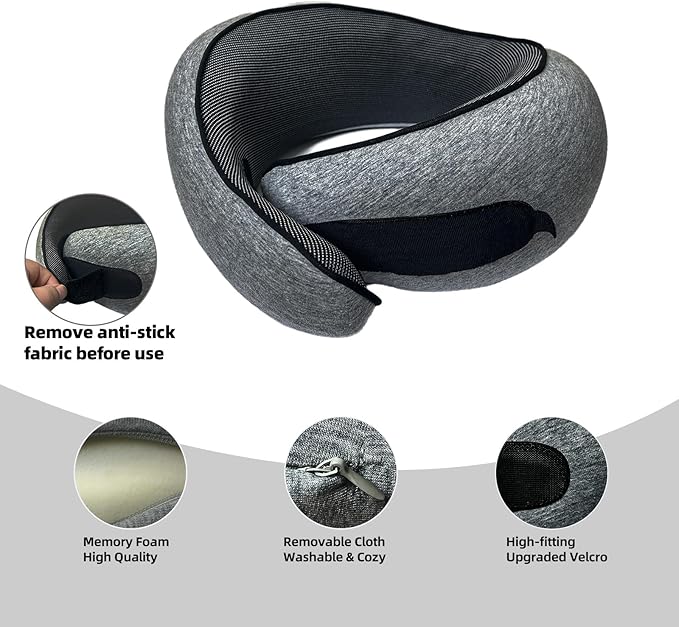 Premium Travel Pillow, 2025 New Memory Foam Neck Pillow, 360° Ergonomic Design Airplane Pillow Travel Pillows for Airplanes, Cars, Offices, Home Use, Ideal for Adults and Kids (Dark Gray)